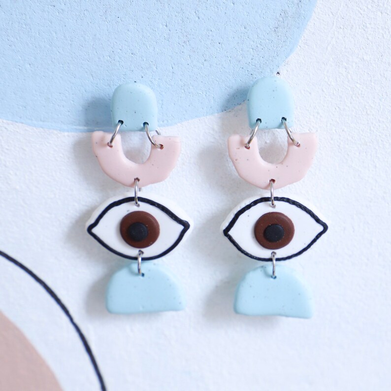 Evil Eye clay earrings Polymer clay earrings Eyes ceramic Etsy
