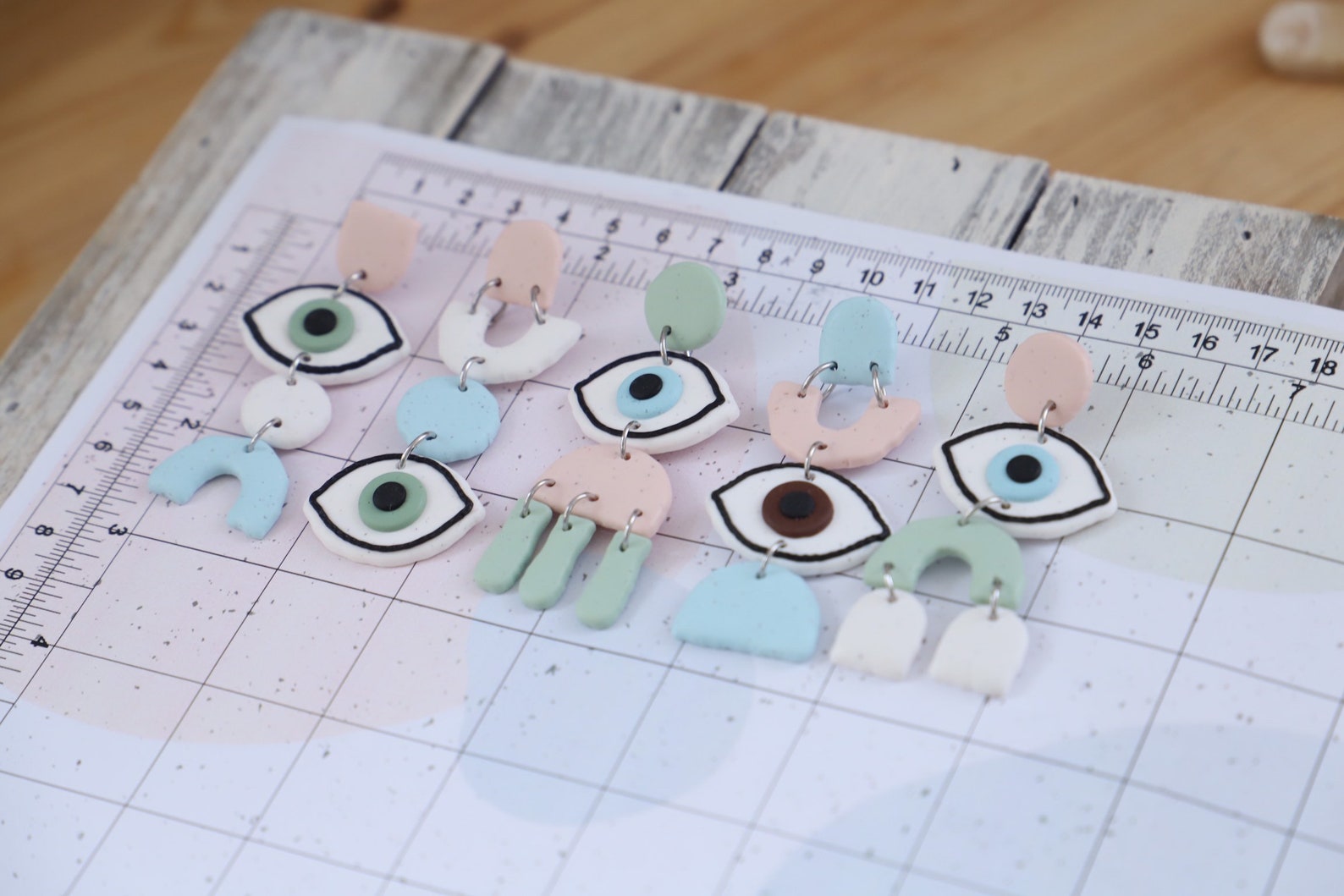 Evil Eye clay earrings Polymer clay earrings Eyes ceramic Etsy