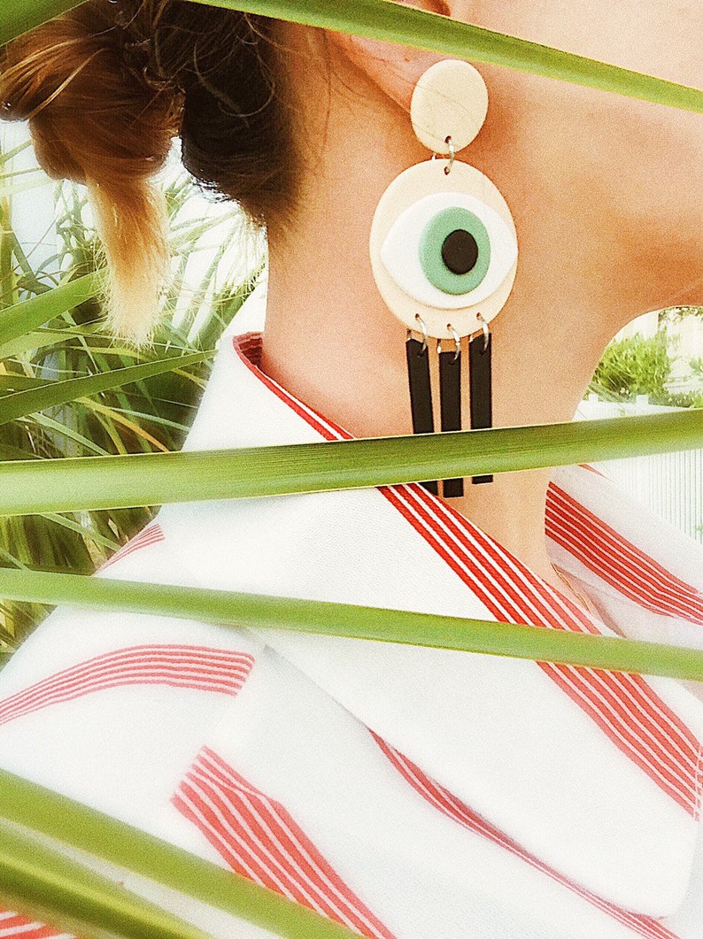 Evil Eye Clay Earrings Polymer Clay Earrings Eyes Ceramic Etsy