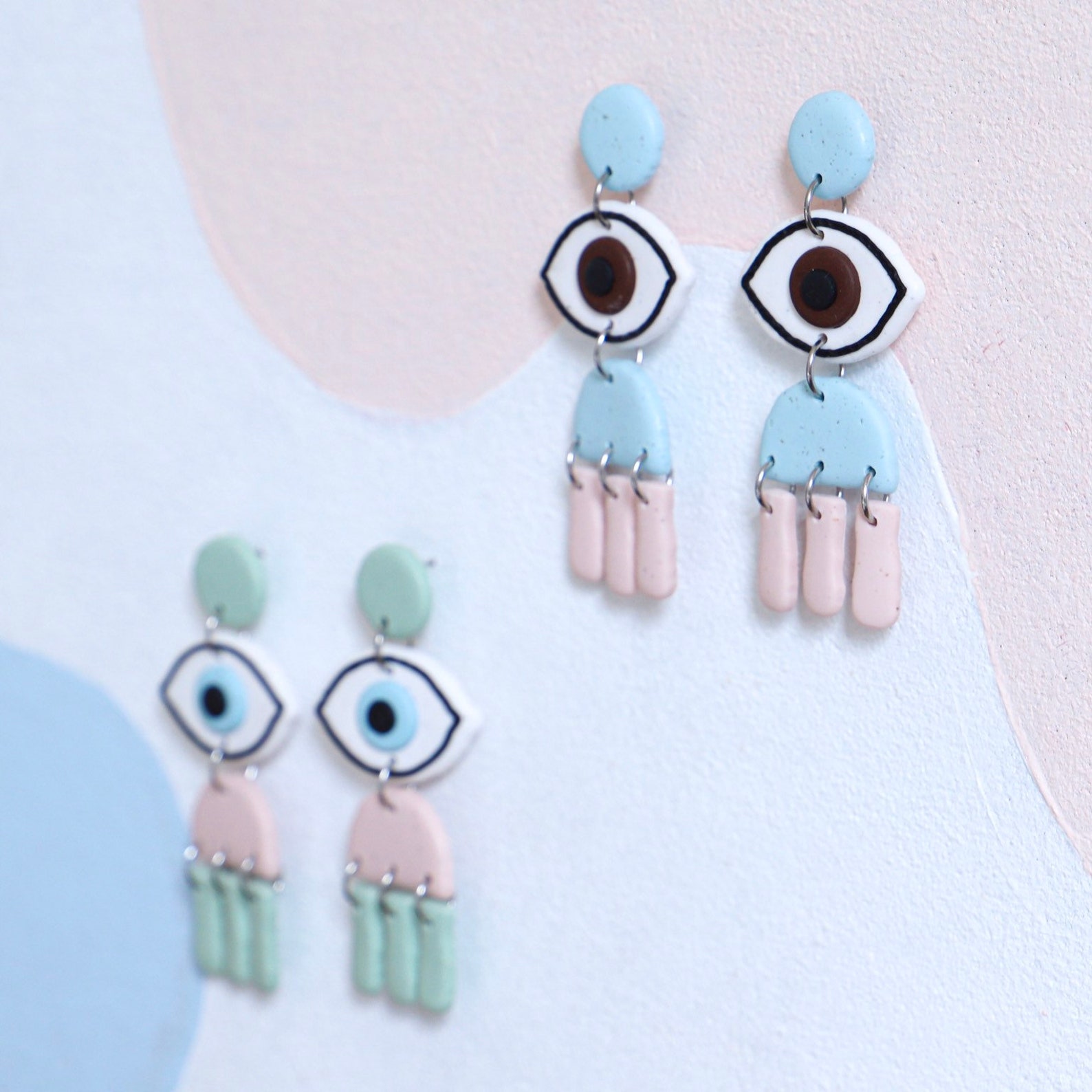 Evil Eye clay earrings Polymer clay earrings Eyes ceramic Etsy