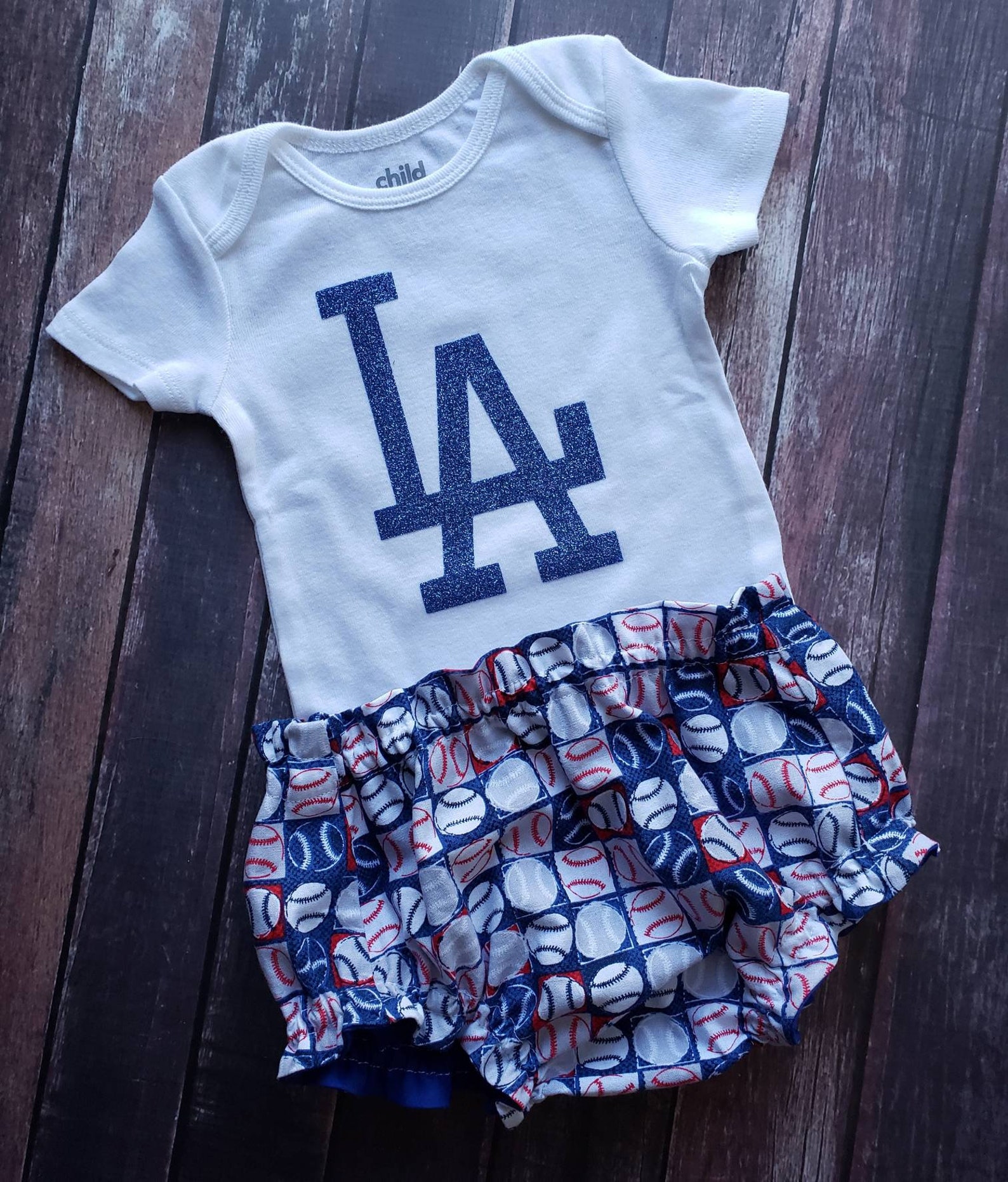 LA Dodgers Baby Girl Onesie Set Etsy