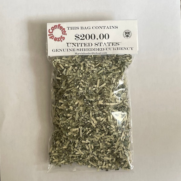 Echte USA Shredded Geld Währung 200.00 Konfetti groß