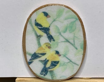 Yellow Birds Art Pendant/Brooch