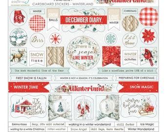 Mintay Winterland Cardboard Stickers Sheet 12x12 - Scrapbook- Mintay - Stickers- Winterland - Embellishments - Christmas Stickers