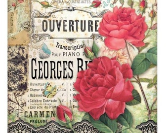 Stamperia Rice  Paper DESIRE Carmen Ouverture - Rice Paper - Sramperia - A4 - Rose Paper - Roses - Decopage Rice Paper - DFSA4718