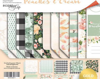 ScrapMir Peaches and Cream Scrapbook Paper Pad 12x12 - Złota folia - Peaches and Cream by ScrapMir - Tektura - Papier do scrapbookingu