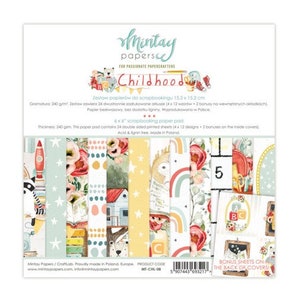 Mintay Childhood Scrapbooking Paper Pad 6x6 - Childhood - Tags - Cards -  Cardstock - Paper Pad 6x6 - Mintay Papers - Paper Pad