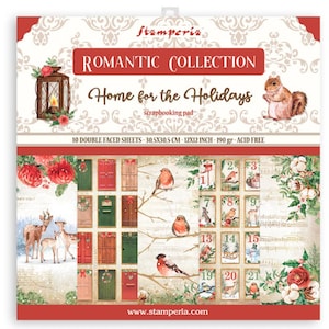 Novo Stamperia Romantic Home For The Holidays Scrapbooking Paper Pad 12x12 - Stamperia - Nova Coleção - Natal Stamperia - Paper Pad