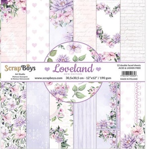 Scrapboys Loveland Scrapbooking Paper Pad 8x8 - Cardst- Flower Paper - Scrapboys Paper - Paper Pad
