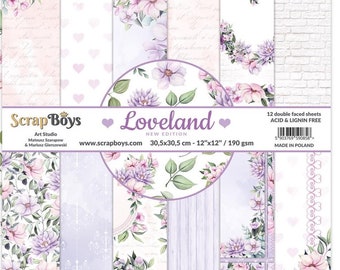 Scrapboys Loveland Scrapbooking Paper Pad 8x8 - Cardst- Flower Paper - Scrapboys Paper - Paper Pad