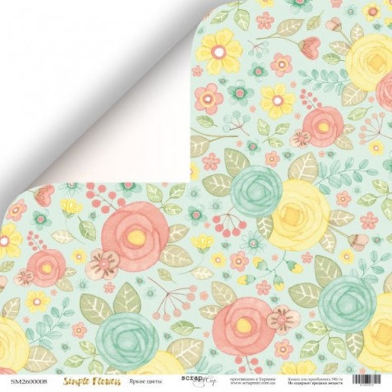 Scrapmir Simple Flower Scrapbook Paper Pad 12x12 Gold Foil Etsy