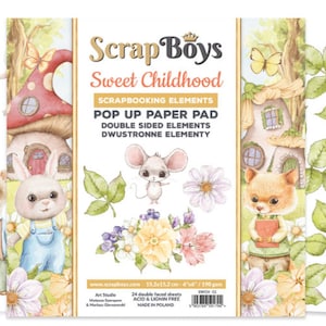 Scrapboys Sweet Childhood Pop Up Paper Pad 6x6 - Scrapbooking Elements - Scrapboys Paper - Paper Pad Scrapbooking - Ephemera Elements
