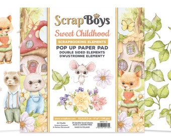 Scrapboys Sweet Childhood Pop Up Paper Pad 6x6 - Scrapbooking Elements - Scrapboys Paper - Paper Pad Scrapbooking - Ephemera Elements