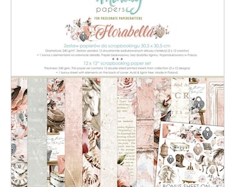 Mintay Florabella Scrapbooking Paper Pad 12x12 - Art Journal - Tags  - Florabella - Cardstock - Paper Pad 12x12 - Mintay Papers - Paper Pad