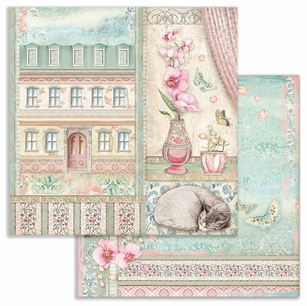 New Orchids and Cats Stamperia Scrapbooking Paper Pad 12x12 Etsy