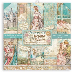 Stamperia Sleeping Beauty Scrapbooking  Paper Pad 6x6 - Stamperia -  Sleeping Beauty Stamperia - Paper Pad - Cardstock - Princess Paper