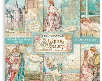 Stamperia Sleeping Beauty Scrapbooking  Paper Pad 6x6 - Stamperia -  Sleeping Beauty Stamperia - Paper Pad - Cardstock - Princess Paper