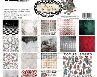 Nowy blok papierów do scrapbookingu AB Studio Follow The Rabbit 12x12 - Nowe kolekcje - Papier do scrapbookingu - AB Studio - Alice - Aga Baraniak
