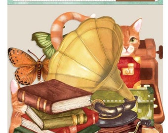New Stamperia Cats and Accessories Adhesive Paper Cut Outs Ephemera - Embellishments - Stamperia - Die Cuts - Scrapbooking - DFLCT05