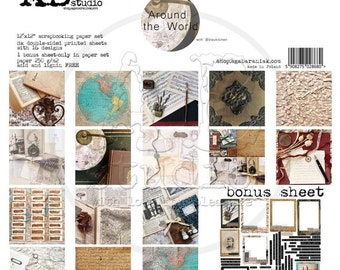 AB Studio Around The World Scrapbooking Paper Block 12x12 - Papier do scrapbookingu - AB Studio - Aga Baraniak