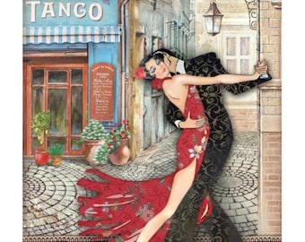 Stamperia Rice  Paper DESIRE Tango - Rice Paper - Sramperia - A4 - Mixed Media - Tango - Decopage Rice Paper - DFSA4717