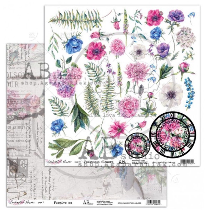 AB Studio Enchanted Flowers Scrapbook Paper Pad 12x12 Etsy