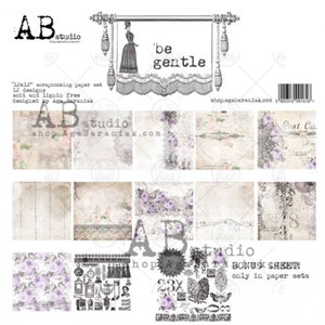 AB Studio Be Gentle Scrapbook Paper Pad 12x12 - Be Gentle - AB Studio - Cardstock - Paper Pad - Aga Baraniak - Scrapbook