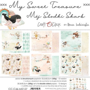 Craft O'Clock MY SWEET TREASURE Bloco de papel para scrapbooking 12x12 - Craft OClock - Scrapbooking - Papel cartão - Craft O'Clock Papers - Papel para bebês