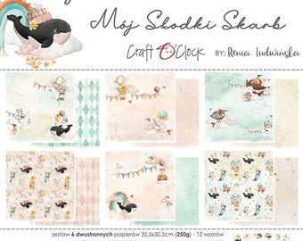 Craft O'Clock MY SWEET TREASURE Scrapbooking Paper Pad 12x12 - Craft OClock - Scrapbooking - Cardstock- Craft O'Clock Papers - Baby Paper