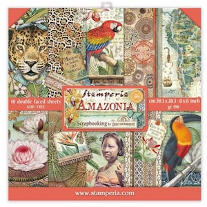 Stamperia Amazonia Scrapbooking Paper Pad 8x8 - Amazonia - Scrapbooking - Stamperia - Cartulina - Paquete de papel - Tarjetas - Tags