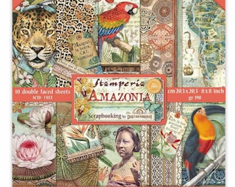 Stamperia Amazonia Scrapbooking Paper Pad 8x8 - Amazonia - Scrapbooking -  Stamperia - Cardstock - Paper Pack - Cards - Tags - Animal paper