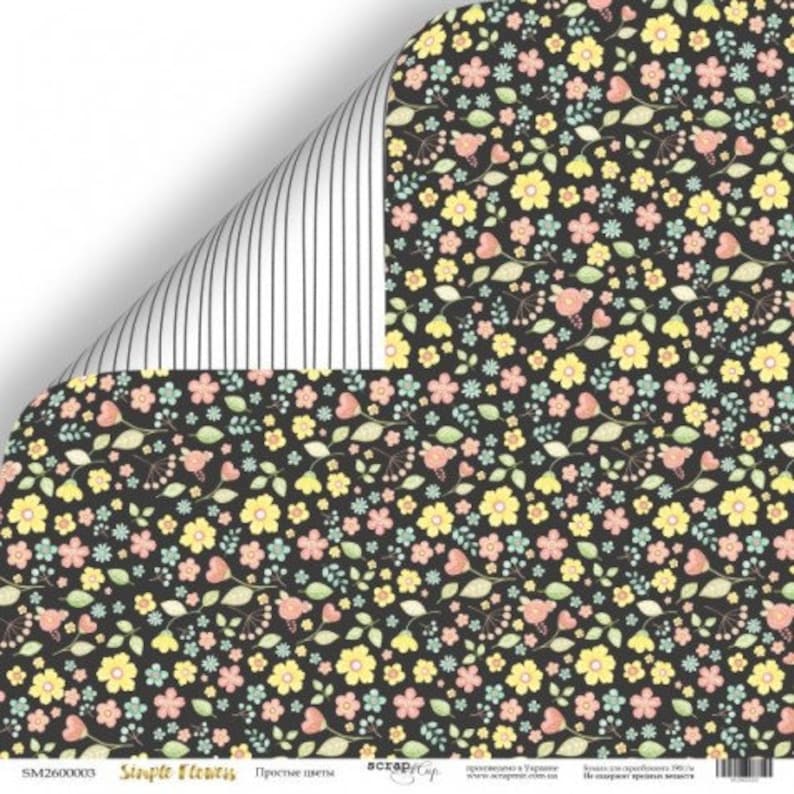 Scrapmir Simple Flower Scrapbook Paper Pad 12x12 Gold Foil Etsy