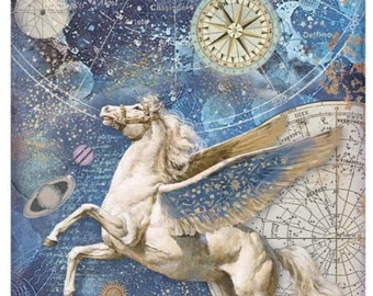 Stamperia Rice Paper Cosmos Infinity Pegasus - Rice Paper - Sramperia - A4 - Cosmos Stamperia - Rice Paper - Decopage Rice Paper - DFSA4721