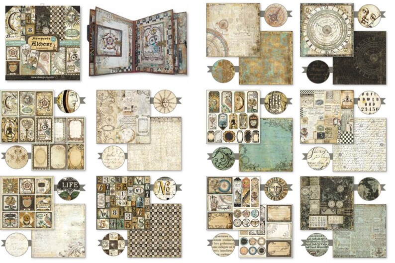Alchemy Stamperia Scrapbooking Papers Pack 12x12 Cardstock Etsy