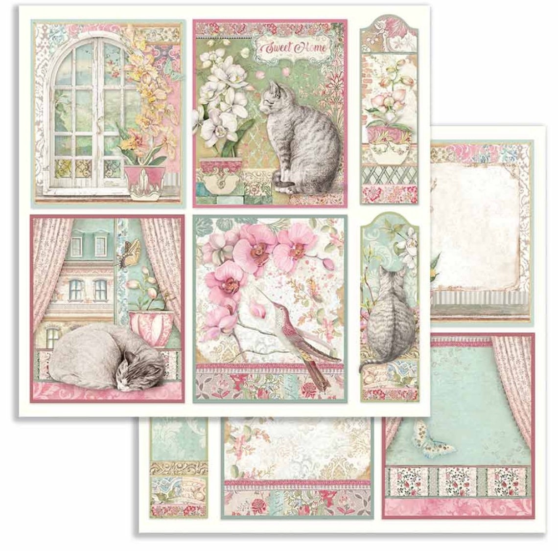 New Orchids and Cats Stamperia Scrapbooking Paper Pad 12x12 Etsy