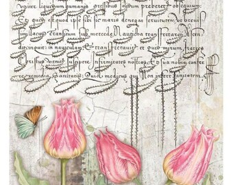 Stamperia Rice Paper Garden House Tulips A4 - Flowers Paper - Garden House - Stamperia Decoupage