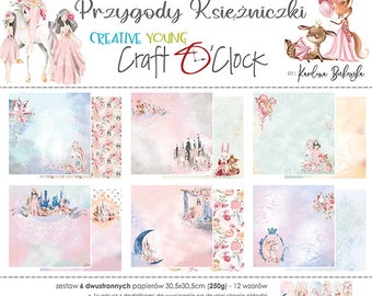 Craft O'Clock Princess Adventures Scrapbooking Paper Pad 12x12 - Craft OClock - Scrapbooking - Cardstock- Craft O'Clock Papers - Girl Paper