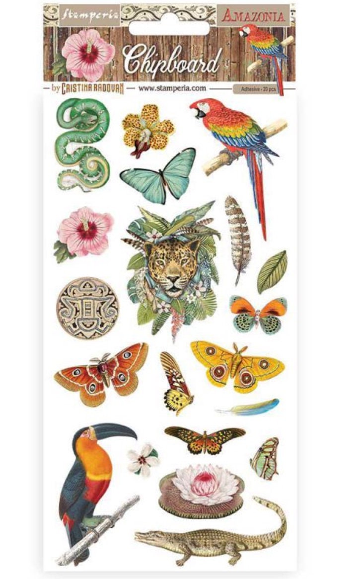 Amazonia Stamperia Chipboard Adhesive - Embellishments - Stamperia - Chipboard - Amazonia - Scrapbooking - Stickers