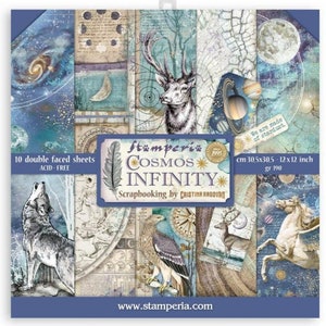 Stamperia Cosmos Infinity Scrapbook Paper Pad 6x6 - Cradstock - Stamperia - Scrapbooking Papers - Cosmos Infinity Stamperia