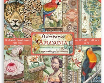 Stamperia Amazonia Scrapbooking Paper Pad 12x12 - Amazonia - Scrapbook Paper - Animal Paper -  Stamperia - Cardstock - Paper Pack