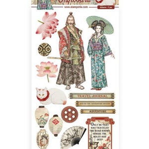 Stamperia Sir Vagabond in Japan Spaanplaat lijm - Embellisments - Stickers - Ephemera Elements - Stamperia - Sir Vagabond - Scrapbooking