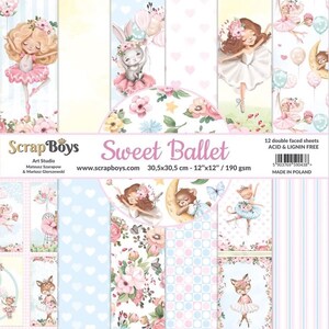 Scrapboys Sweet Ballet Scrapbooking Paper Pad 12x12 - Tags - Cards - Cardstock - Pad 12x12- Scrapboys Papers - Girl Papers