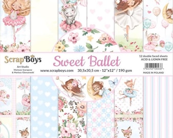 Scrapboys Sweet Ballet Scrapbooking Paper Pad 12x12 - Tags - Cards - Cardstock - Pad 12x12- Scrapboys Papers - Girl Papers