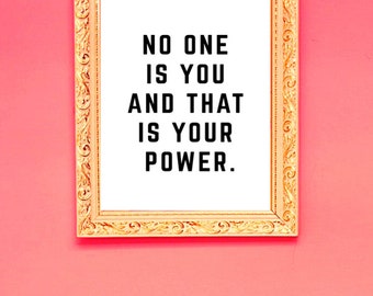 No one is you and that is your super power - hand drawn quotes  illustration. Funny humor. Life sayings. Framed Mini Art Print by The Life  Quotes