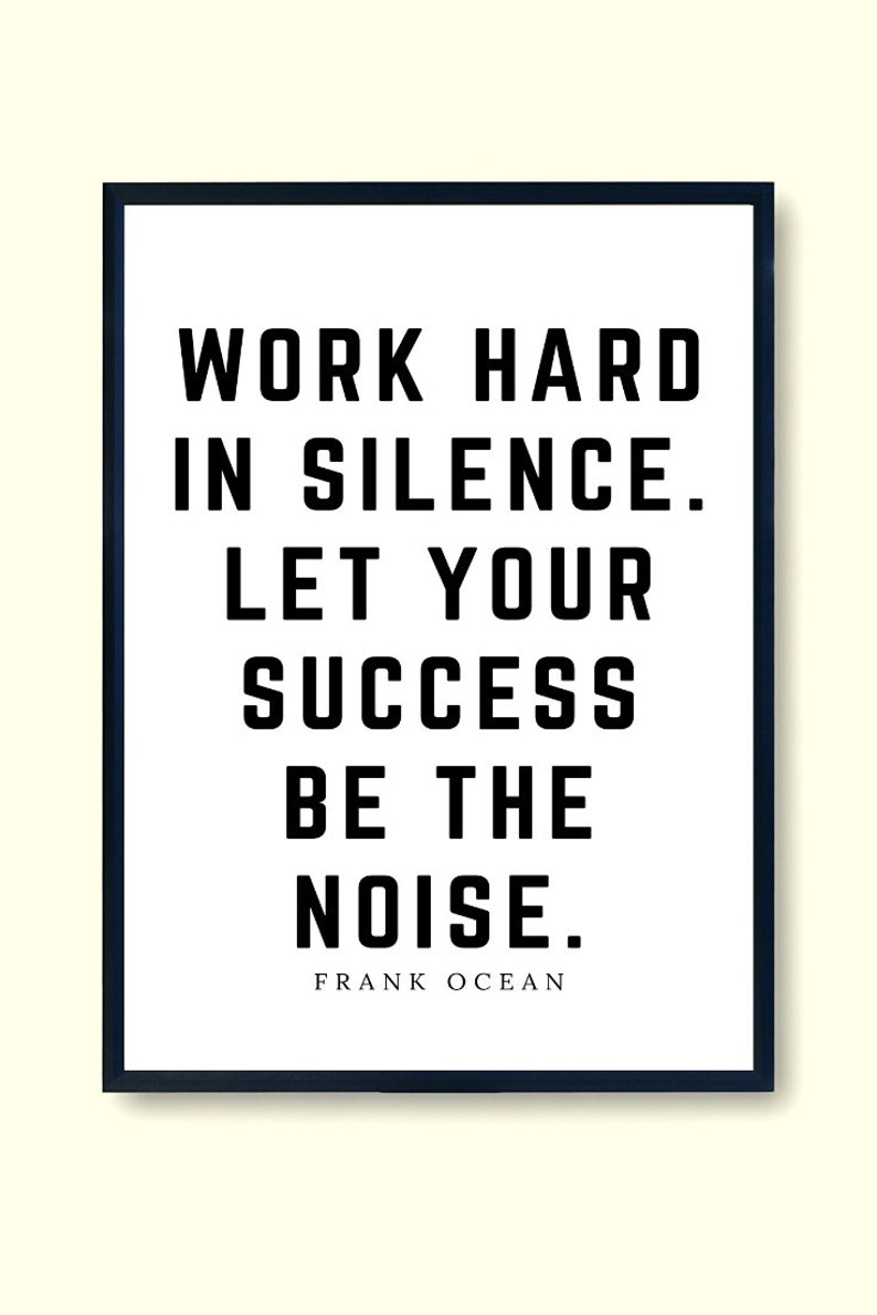Work Hard in Silence Wall Art Inspirational Quote Etsy