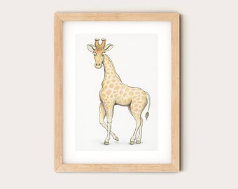 Art Print, Cute Giraffe Wall Art, Safari Nursery Decor, Baby Shower Gift | Diane Bishop Designs