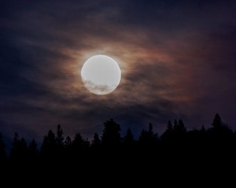 Full Moon Digital Print, Celestial Art Prints, Moonrise Photograph
