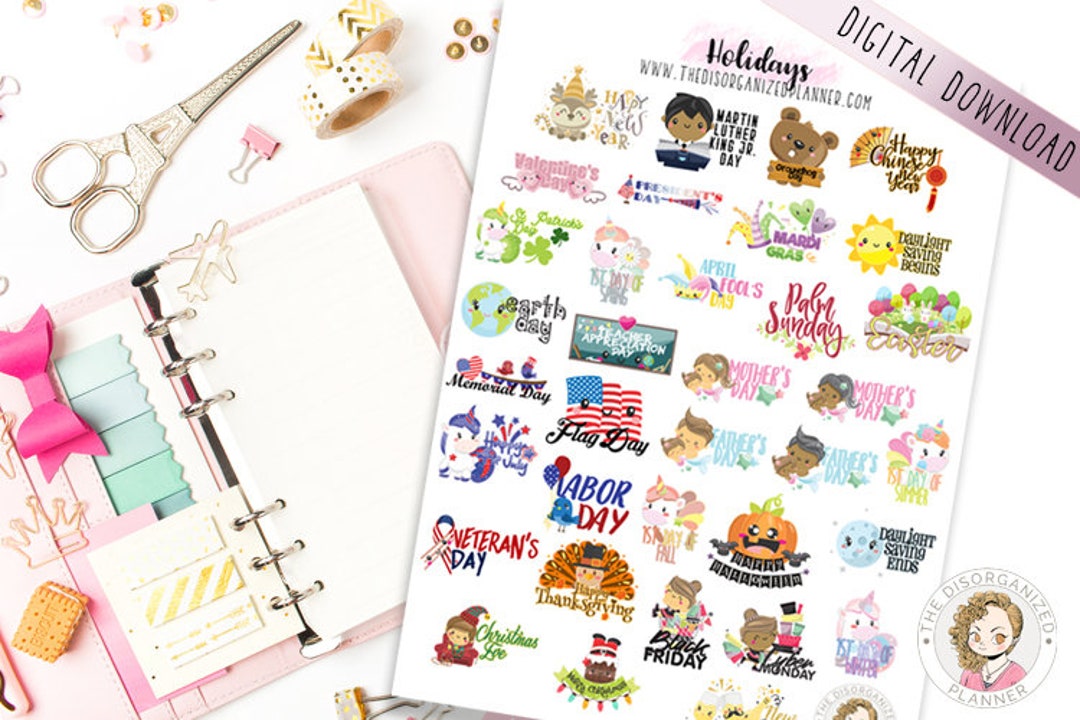 Holiday Printable Planner Stickers for Happy Planner, Erin Condren, or ...