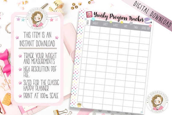 weight loss tracker and measurement tracker fits happy etsy
