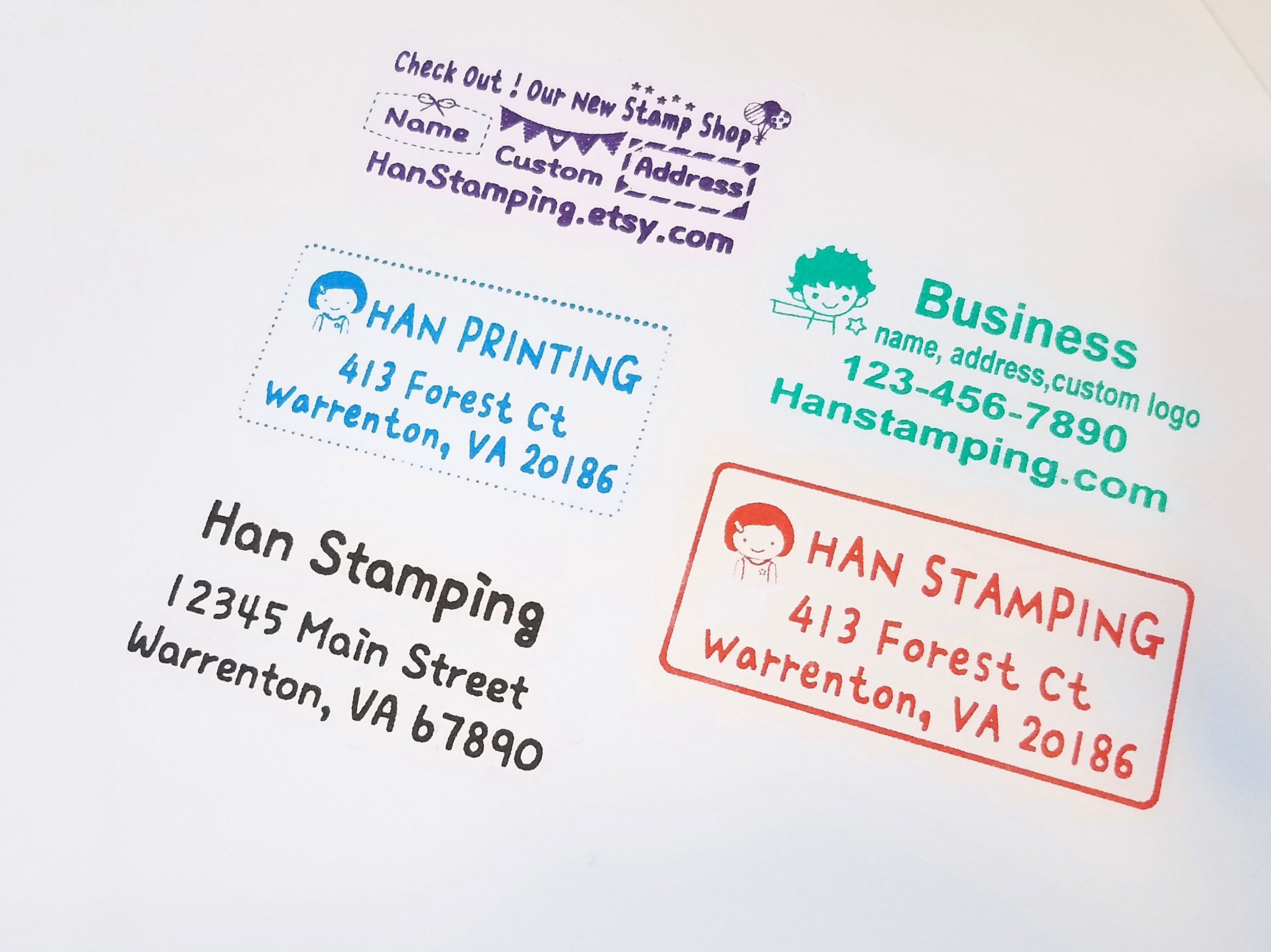 Custom Address Stamp: Cartoon Style Self Inking Stamp (60mm X 30mm) - Etsy